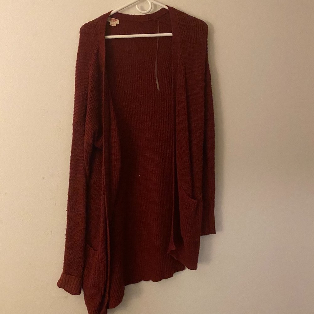 Dark Red Long Soft Winter Cardigan